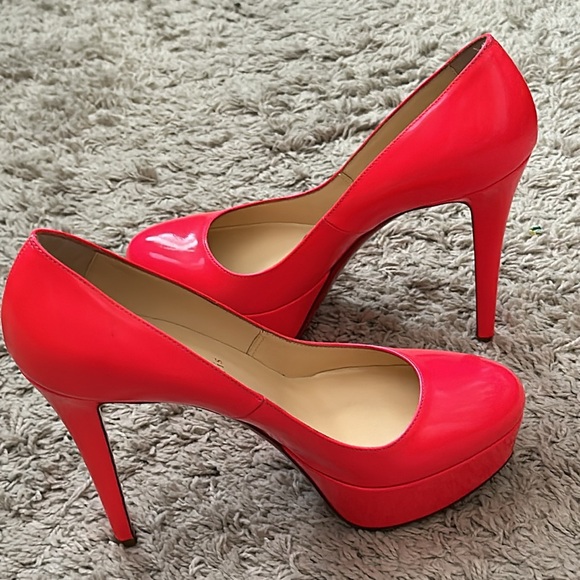 Christian Louboutin bright coral platform heels - Picture 7 of 12